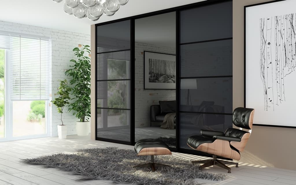 Black glass sliding doors
