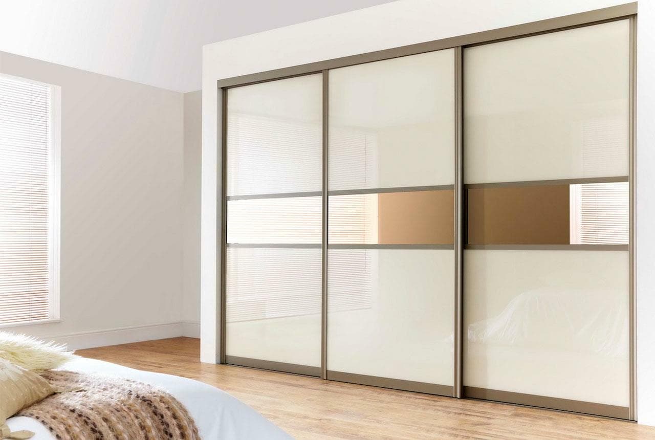 White glass sliding doors